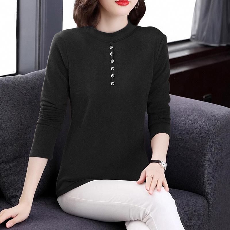 Women S Long Sleeve Pullover Thermal T Shirt For Middle Aged Ladies Autumn