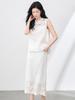 French Niche 100% Linen Lace T-Shirt Vest Top + Exquisite Midi Skirt Set