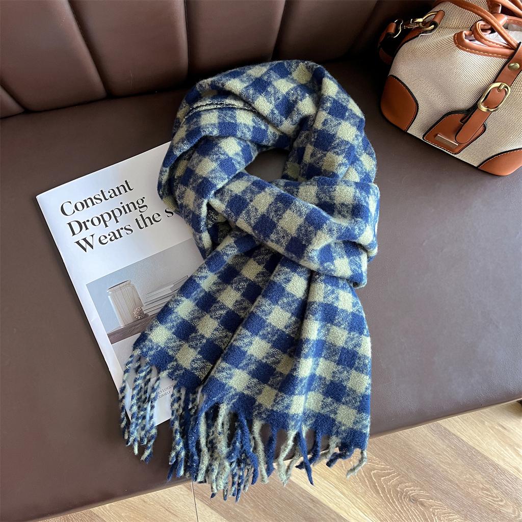 Luxuriöser Winter-Plaid-Schal für Damen Herren Britischer Stil Acryl Kaschmirschals mit Quaste Designer Damen Winter Warmes Kopftuch