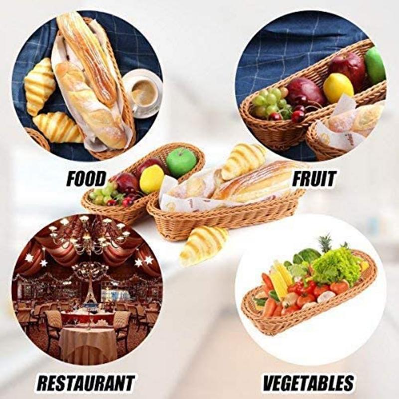Hand-woven Cutlery Storage Basket Rattan Woven Tableware Bread Fruit Vegetables Spoon Chopsticks Storage Rectangular Basket