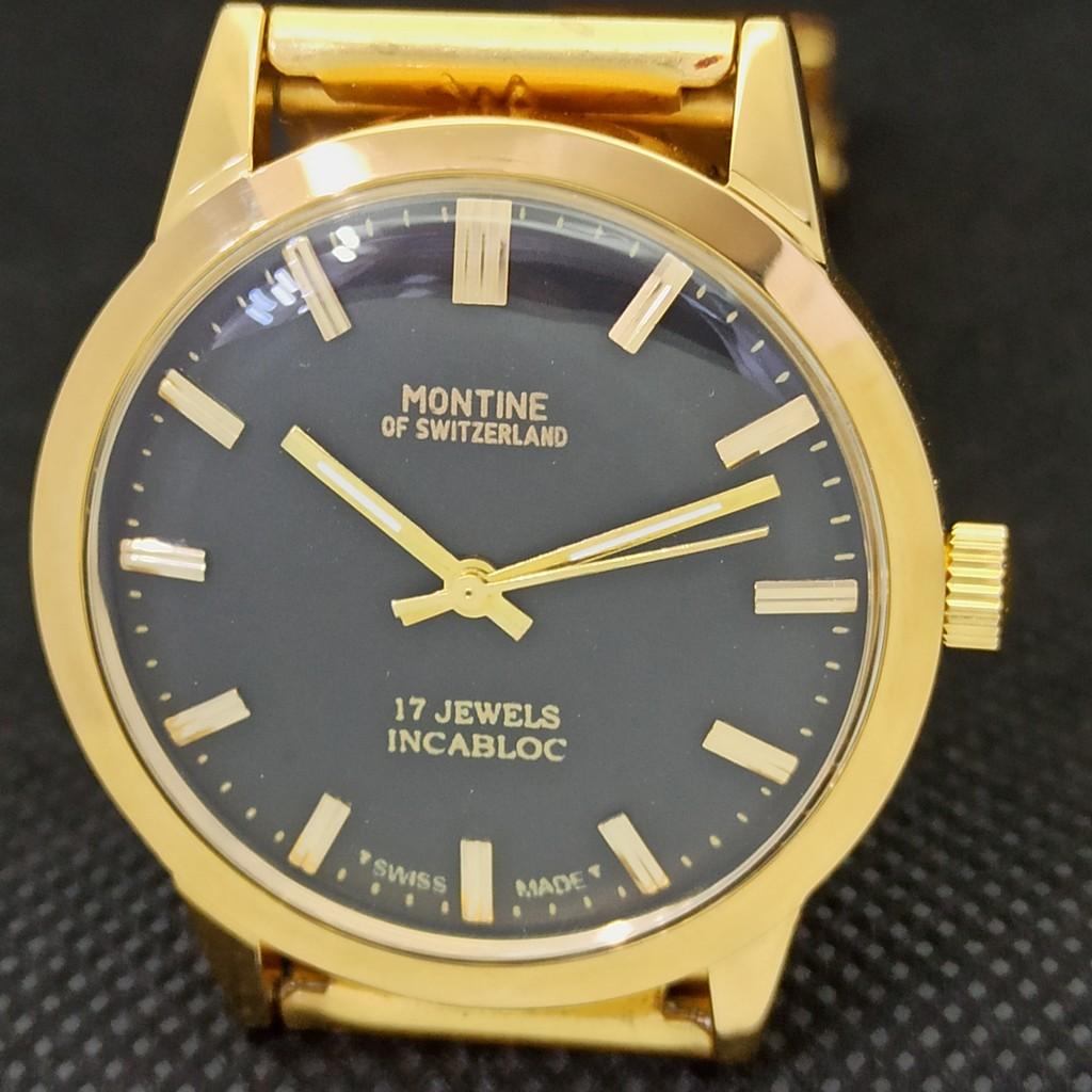 VINTAGE MONTINE OF SWITZERLAND 17J INCABLOC MENS GOLD PLATED WATCH a285401-1