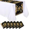 6 Pcs 50th Birthday Table Runners Plastic Black and Gold Tablecloths Happy 50th Birthday Table Runners 14x108 Inch for Men Women Anniversary