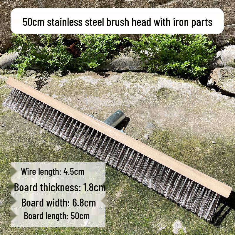 Stainless Steel Wire Floor Scrubber with Long Handle and Hard Bristles