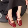 Women Pu Leather Thick Heeled Sandals Female Summer Elegant Square Toe Ladies Luxury Thick Heeled Outdoor Party Sandalias Mujer