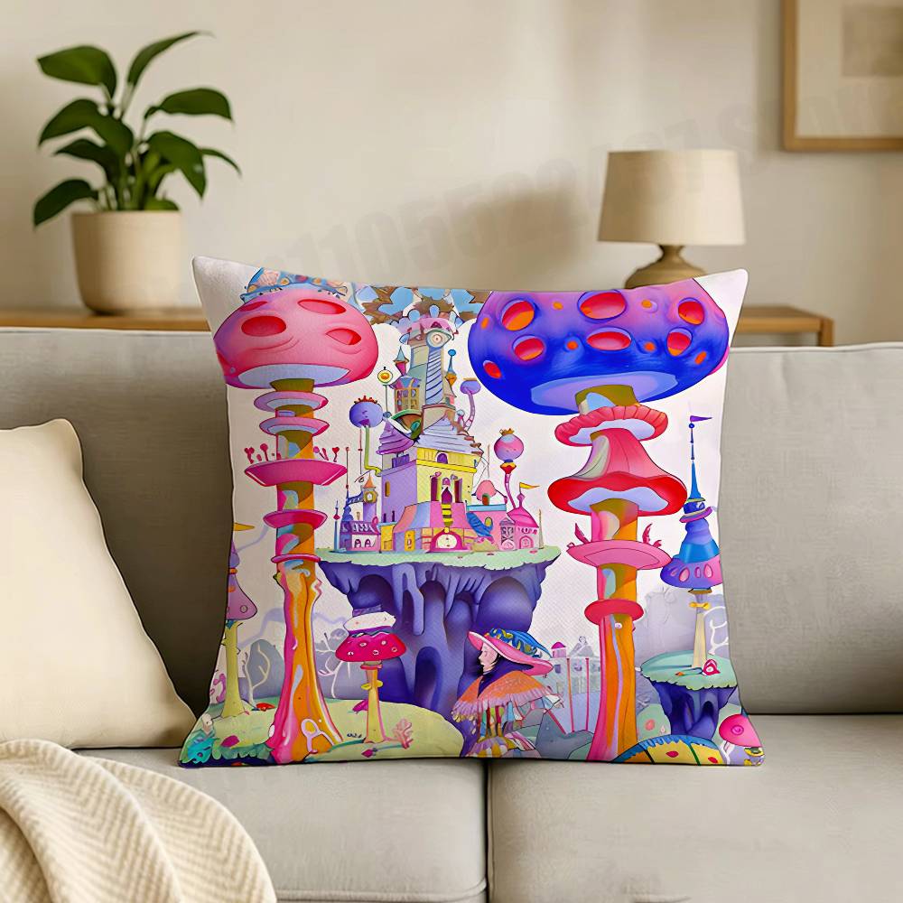 Fantasy Dream Illustration Print Throw Pillow Cover Square Cushion Case for Living Room Bedroom Decor
