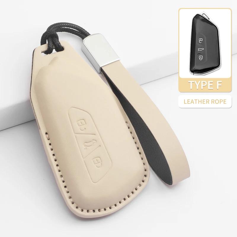 Car Key Cover For VW Volkswagen Beetle Caddy Eos Golf Jetta Polo Scirocco Tiguan Touran UP Keyless Fob Leather Car Key Bag Case