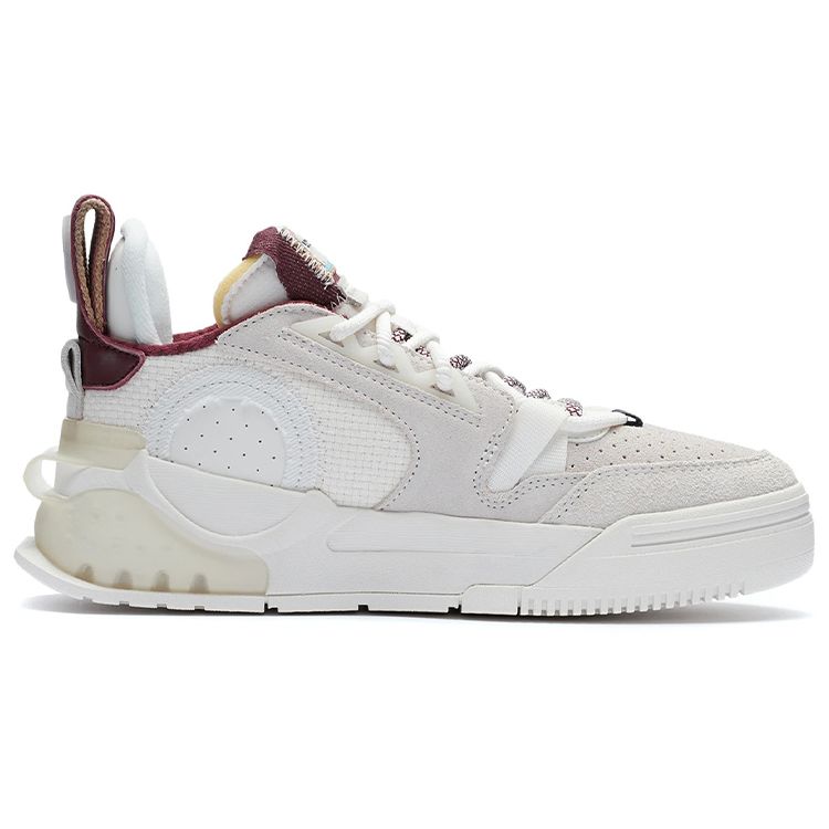 Li Ning Qi Yuan Synthetic Leather Fabric Two-Layer Suede Non-Slip Wear-Resistant Lightweight Mid-Top Sneakers Women sneakers Snow-White AGCR448-2