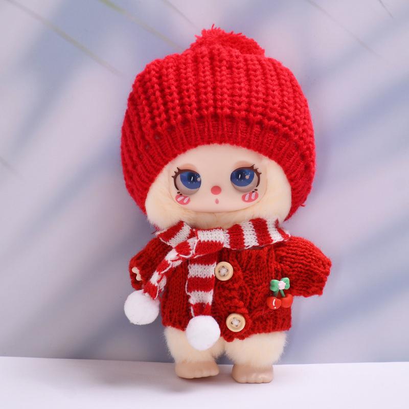 Oblečení pro panenku Liila Luck Cat 16cm panenka Knoflíkový svetr a vlněná čepice pro panenku Liila Luck Cat 16cm