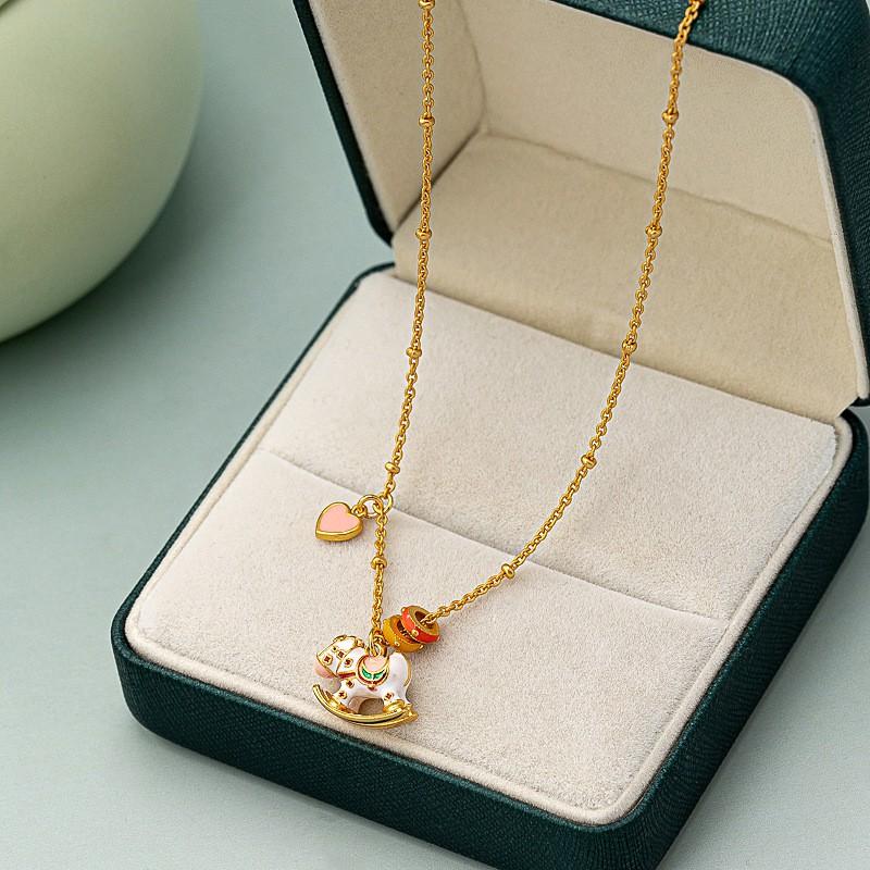 Vintage-Inspired Enamel Animal Pendant Necklace Women Men Cute Cartoon Charm On O-Link Chain Lightweight Copper Jewelry