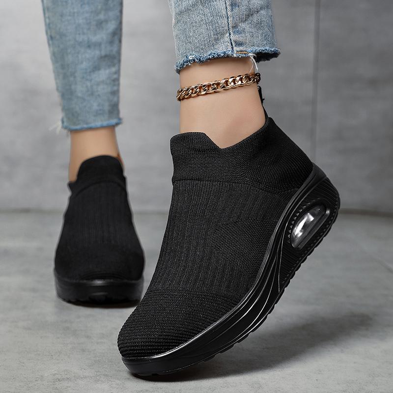 Sieviešu pastaigu apavi skriešanas tīklveida apavi Modes platforma, uzvelkama kedas gaisa spilvena sporta zāle, mūsdienīgi melni deju apavi