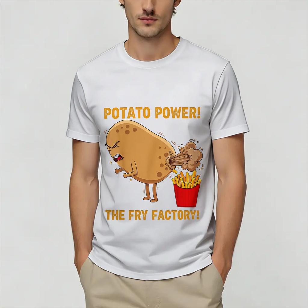 Funny Potato Farting Frenc T Shirt Summer Trendy Cool TShirts Unisex Cotton ONeck Clothing Short Sleeve Streetwear Tops