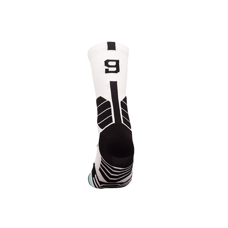 Men's Black and White Breathable Shock-Absorbing Basketball Socks
