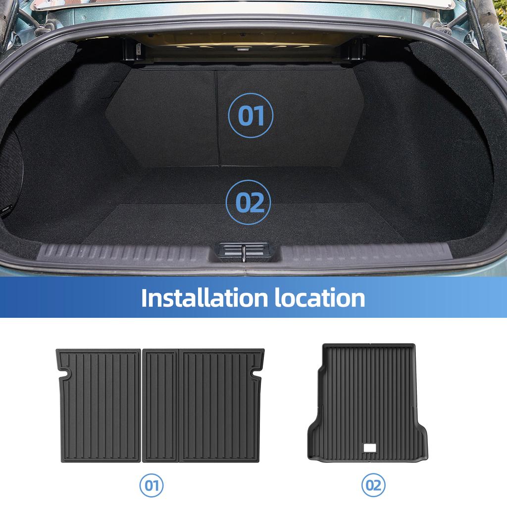for Xpeng P7/P7i 2022 2023 2024 Car Floor Mats Cargo Liner Trunk Pad TPE 3D Foot Mat Waterproof Odorless Tray BLACK