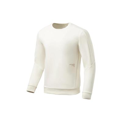 Li-Ning Fitness Serie 3D Maßgeschneidertes Unifarbenes Rundhals-Sweatshirt Herren Oberteile Vanille-Weiß AWDS007-5