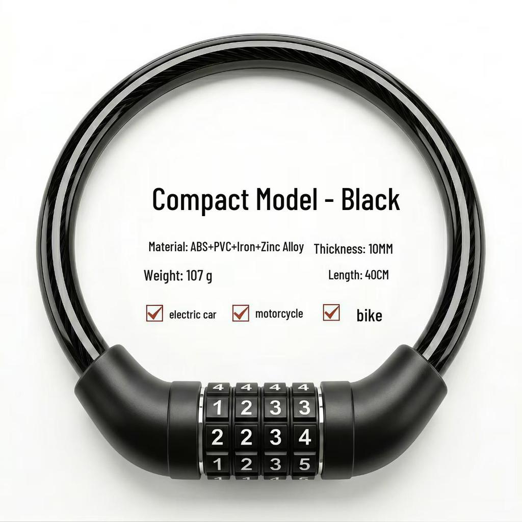 Five-Digit Combination Bicycle Lock: Portable Anti-Theft Steel Cable for Bikes and Electric Vehicles.
