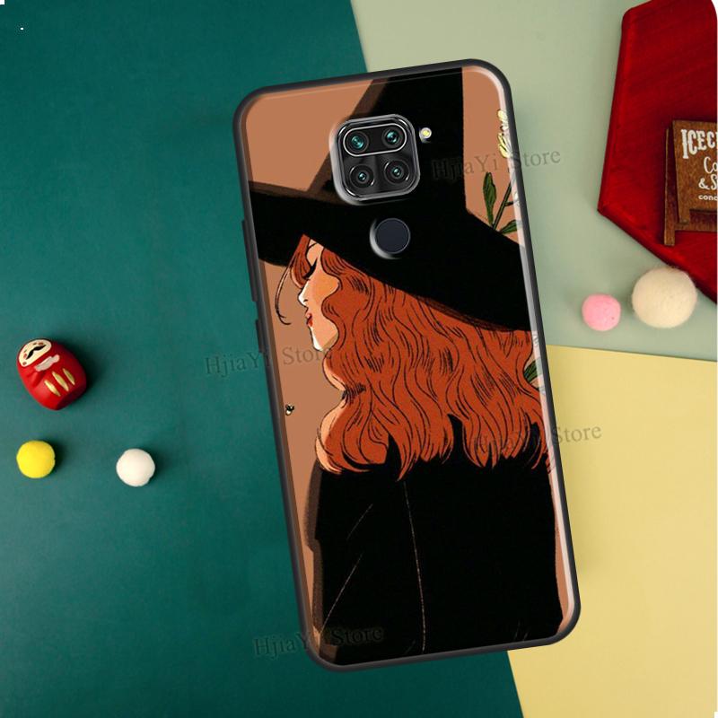 Halloween Witch Cat Case For Xiaomi Redmi Note 11 Pro 10 9 8 10S 11S Phone Coque For Redmi 10 9T 9A 9C Cover