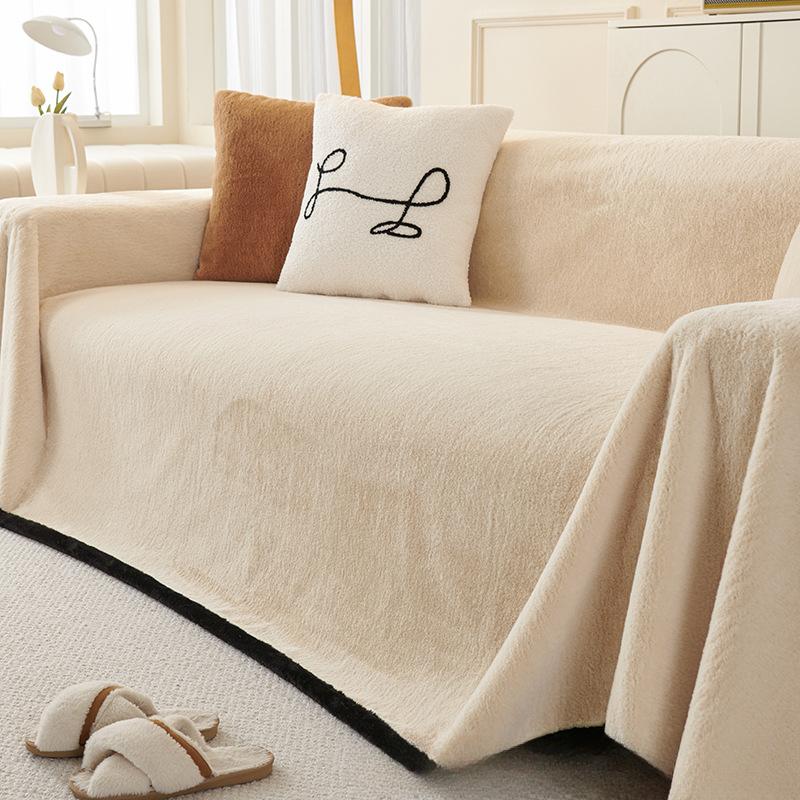 

Плюшевий однокомпонентний чохол для дивана. Рушник. Універсальний. Універсальний повний чохол. Ковдра проти подряпин. Кремовий вітровий зимовий чохол на диван. 180*420