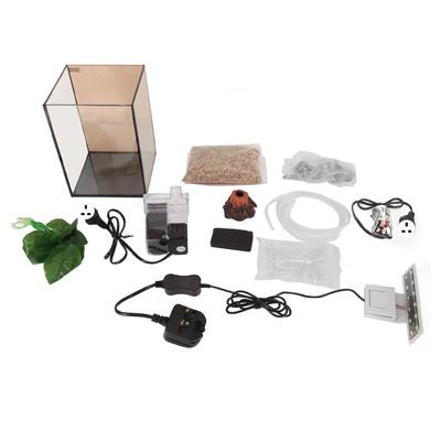 Acvariu mic de birou 3 în 1 Kit acvariu transparent Acvariu pentru pești Betta cu filtru și lumină LED pentru