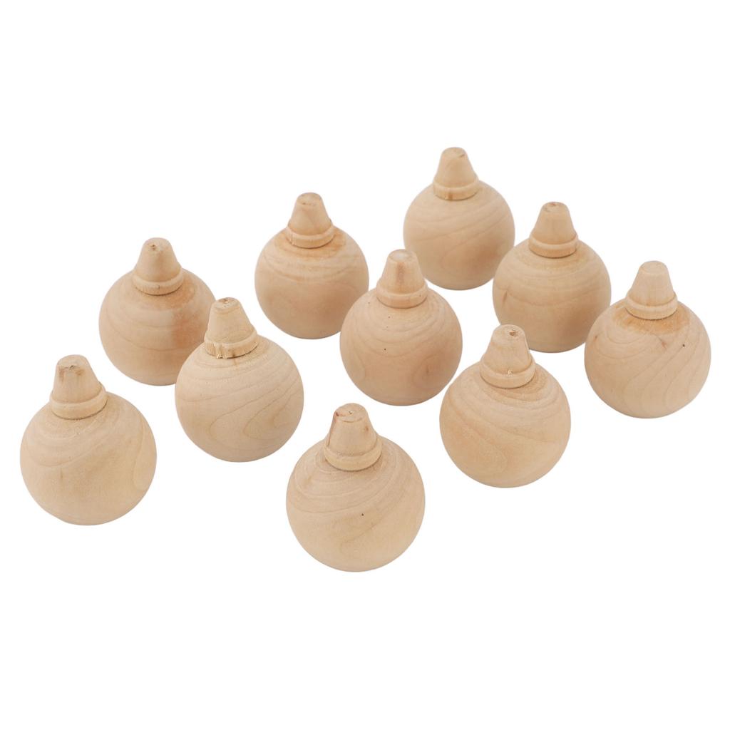 10PCS Unfinished Ball Ornaments Wooden DIY Unfinished Xmas Tree Hanging Balls Embellishments for