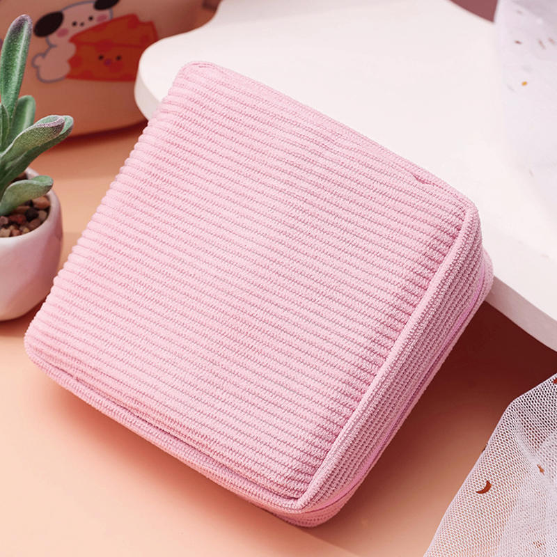 Fashion Makeup Lipstick Sanitary Napkins Case Mini Cosmetic Storage Pouch Women Corduroy Small Ins Travel Organizer Bags