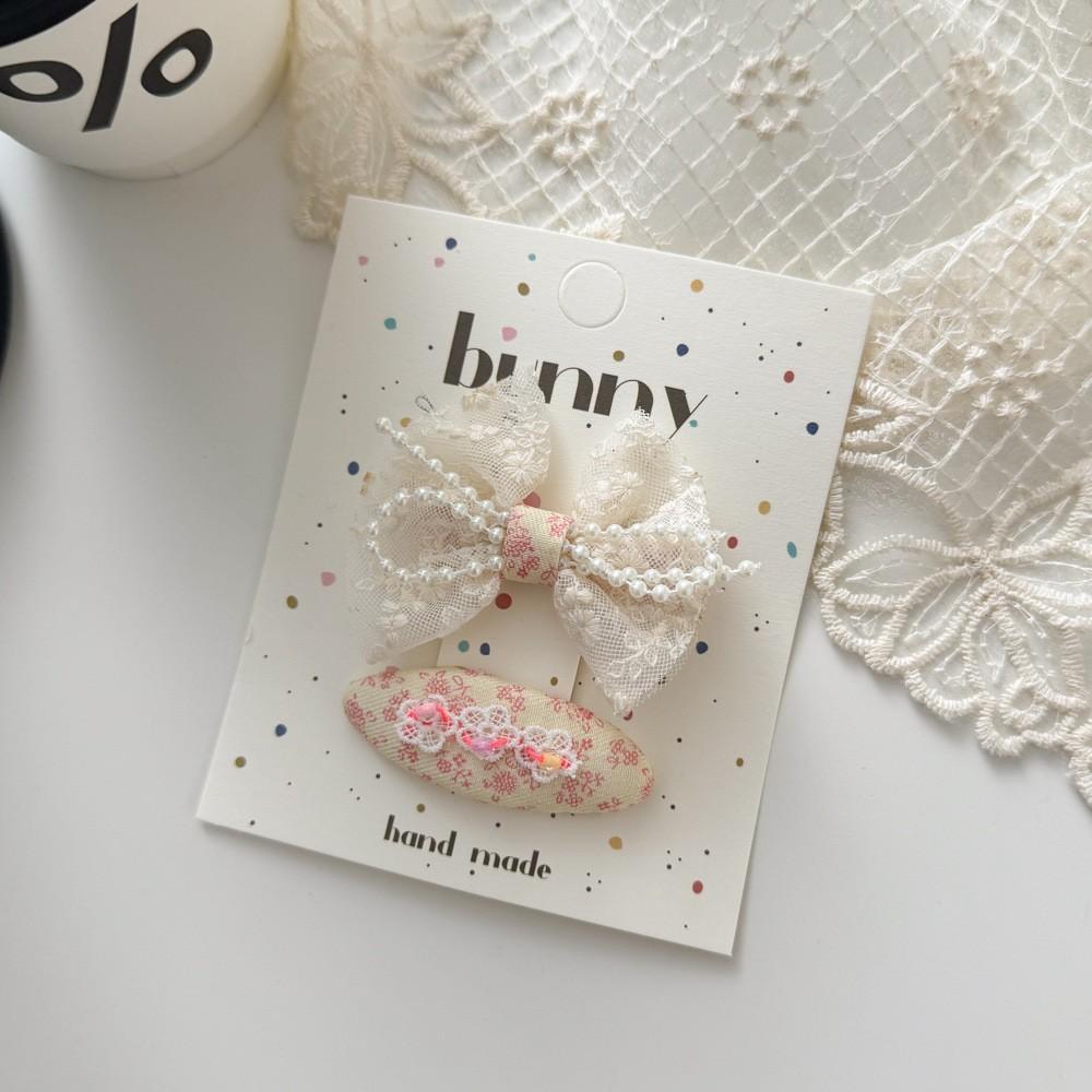 Floral Lace Bow Hairpin Pearl Love BB Clip Sweet Cute Children's Bangs Side Clip Headwear Girls Kids Hair Accessories