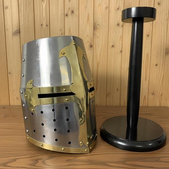 Crusader Helmet Brass Trim  Knights Templar Helmet Practice Armor for Reenactment & Cosplay
