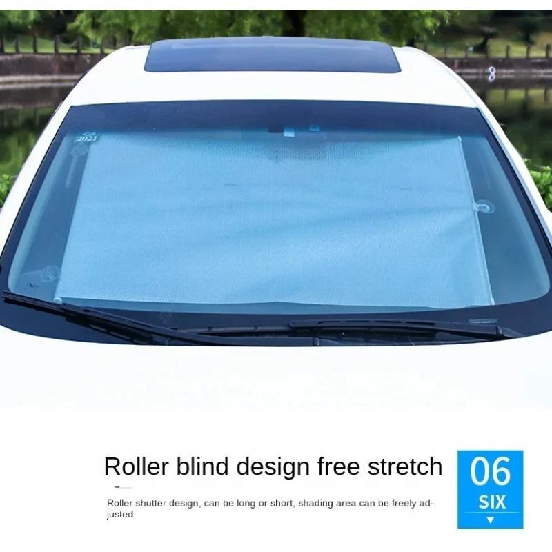 Car Sunshade, Front Windshield Light Shield, Sun Protection, Heat Insulation, Automatic Retractable Laser Sunshade