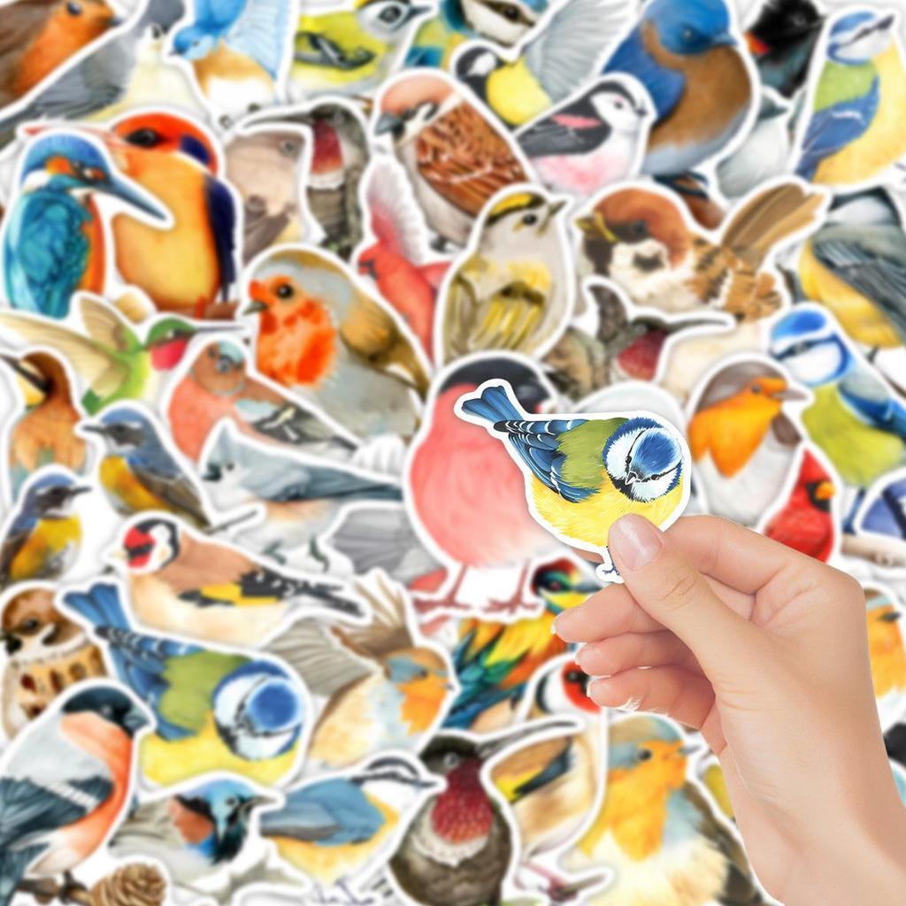 50-Piece Waterproof Azalea Bird Watercolor Stickers for DIY Notebook & Suitcase Decoration