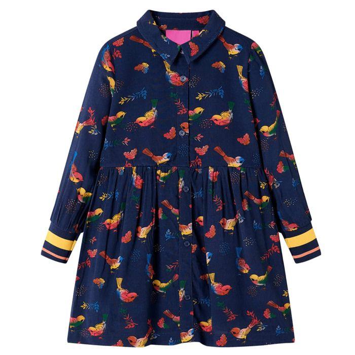 Robe - vidaXL - Robe manches longues - 100% Lyocell - Imprimé floral - Taille 116 (5-6 ans)