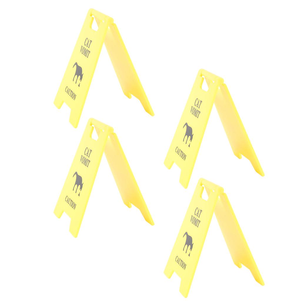4PCS Cat Vomit Sign Water Resistant ABS 3D Printed Funny Cat Vomit Warning Sign Decoration for Cat Lovers