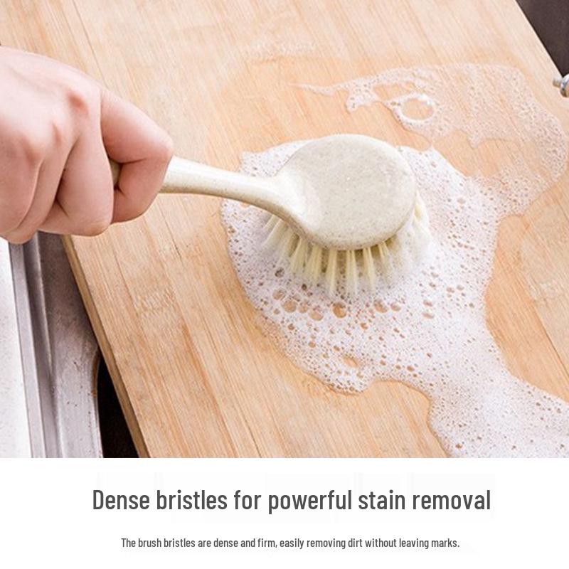 Multi-Functional Soft Bristle Wooden Handle Pot Brush - Durable, Long-Handled Kitchen Cleaning Tool
