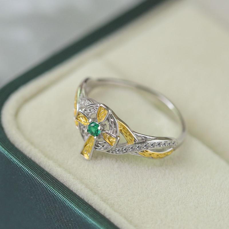 Mote S925 Ring Kreativt Kors Mikroinnlagt Zirkon Ring Europeisk og Amerikansk Tofarget Ring Geometriske Ringer Brudesmykker