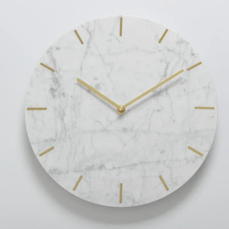 Nordic Large Wall Clock Modern Design Natural Marble Clocks Home Decor for Living Room Luxury Silent Watches Bedroom DecorM5Q1K1