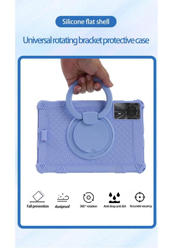 Kids Funda Case For Blackview Tab 90 WiFi 2024 10.92 Inch 360 Rotating Stand Cover Soft Silicone With Handle Grip Shoulder Strap