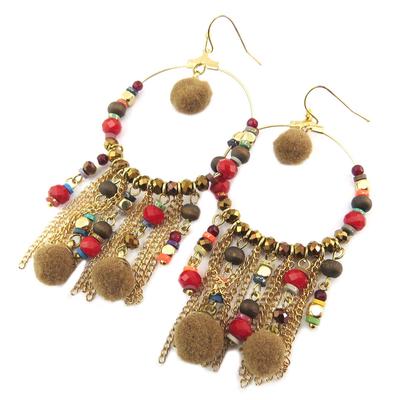 [P7288] - Brown 'Altaï' Designer Earrings - 75x40 Mm