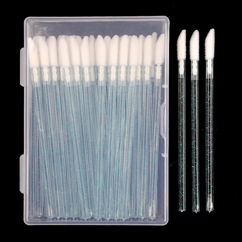 50 Stück Nylon Lippenpinsel Make-up Werkzeuge mit Kristallgriff