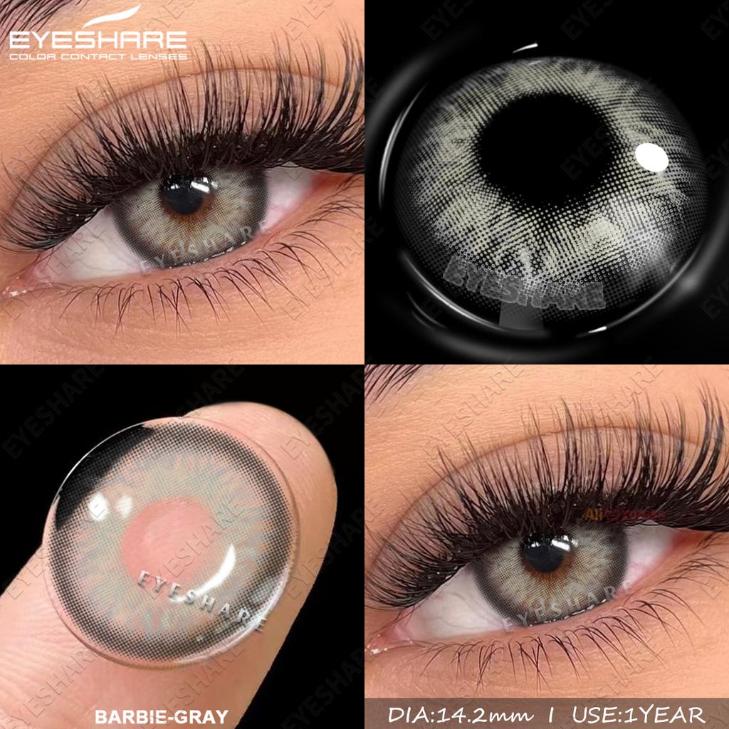 Eyeshare Natürliche farbige Kontaktlinsen für die Augen, 2 Stück, blaue Kontaktlinsen, braune Augen, Farblinsen, graue Schönheitsschüler, jährliche grüne Linsen