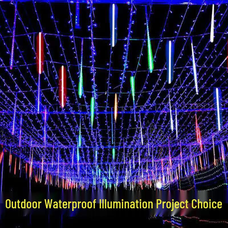 Outdoor Solar Meteor Shower String Lights - Holiday Decoration for Trees & Streets