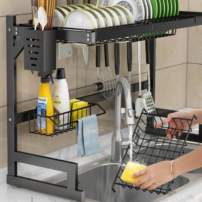 Kitchen Dish Rack Dish Drying Organizer Multifunctional Bowl Dish Knife Spoon Chopsticks Drain Holder Countertop Storage Rack