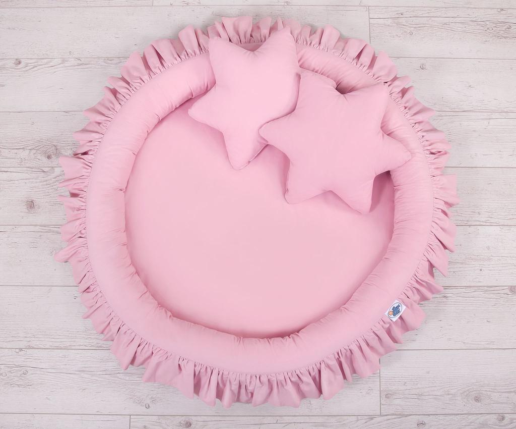 Set: hanging canopy for a children's room, nest with ruffle, pillows - pink