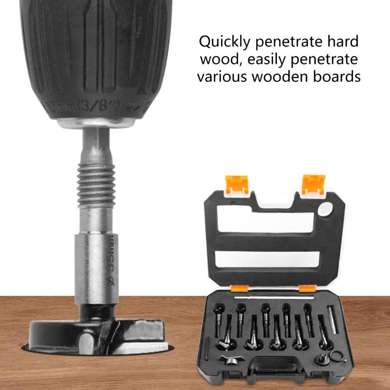 10Pcs Carbide Woodworking Drill Bits Set Thread Drilling Cutting Tool Extension Bar Woodworking Limiter Woodworking Drill Bit