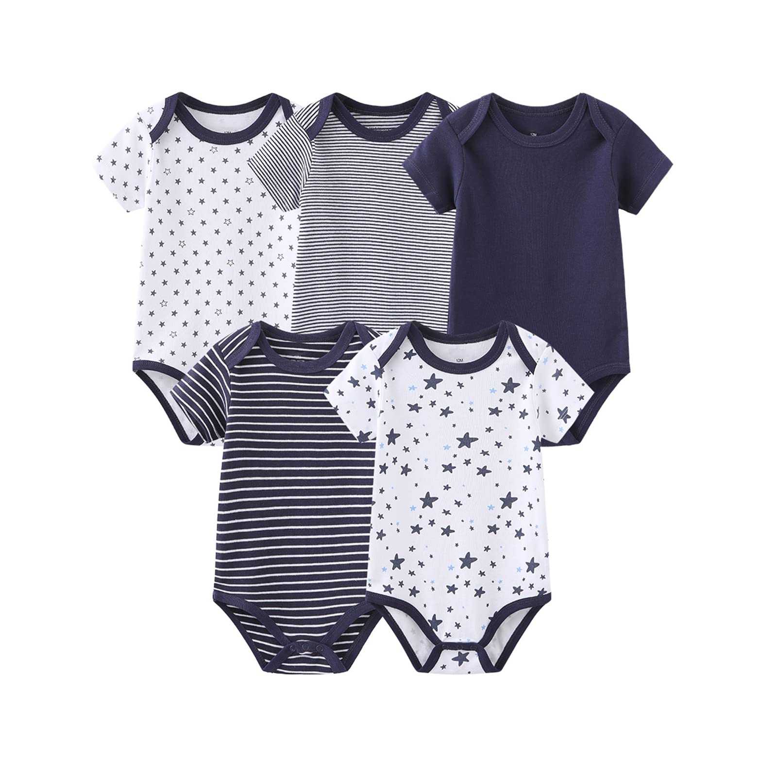 

MAMIMAKA Детская одежда с коротким рукавом для новорожденных для мальчиков и по возрасту месяцев боди, комбинезон, для девочек, 5 штук боди-09, 6-9