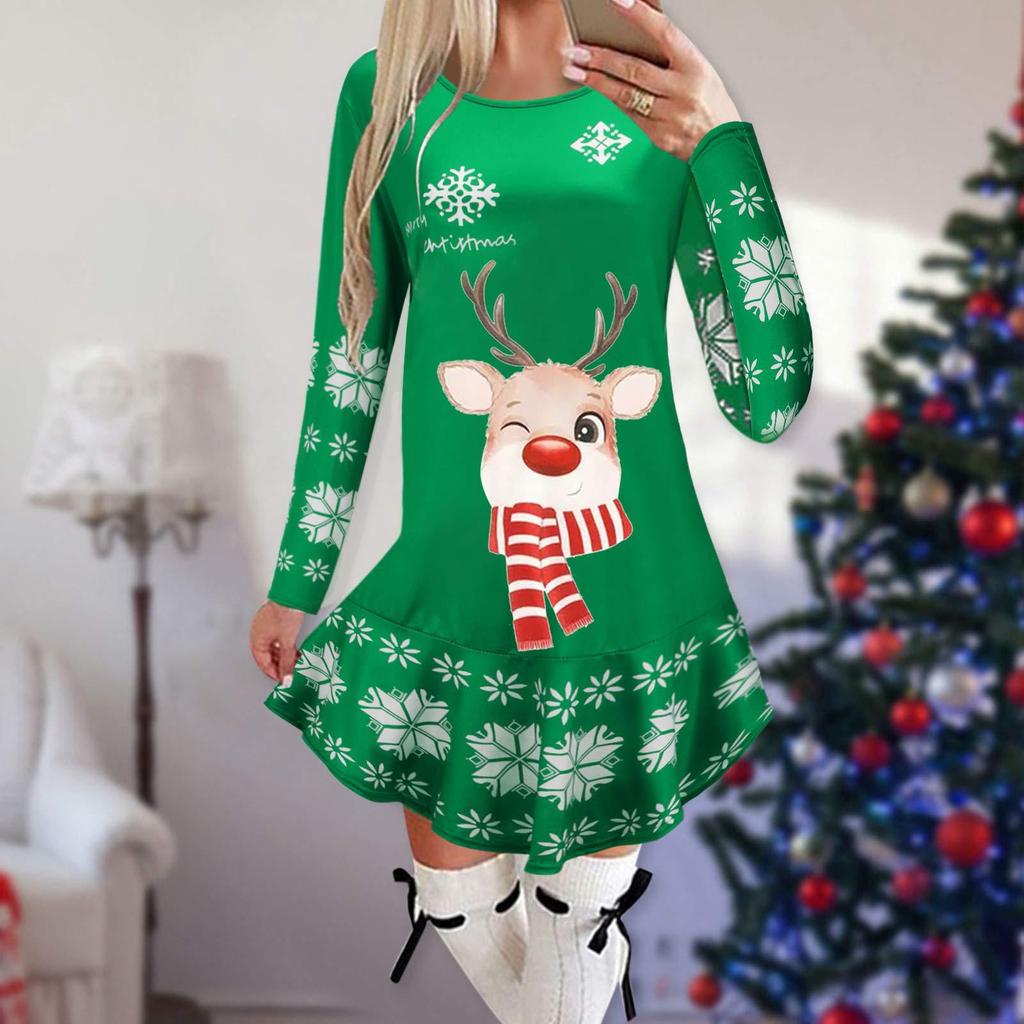Women's Christmas Printed Dress Base Shirt