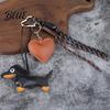 Car Key Accessory Faux Leather Dachshund Keychain Pendant Cartoon Dog Hanging Puppy Bag Charm Decor with Braided Rope Handbag Decorative Accessories