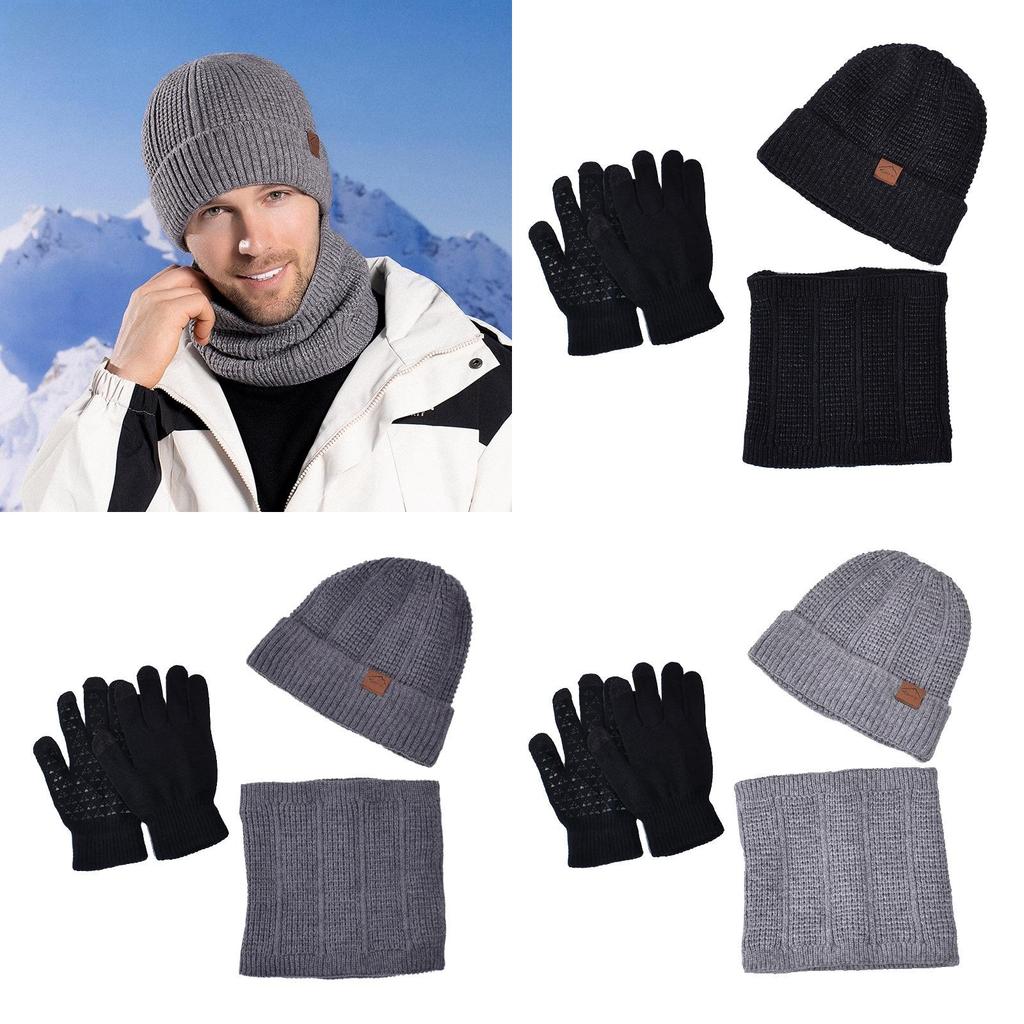 Winter Knit Hat Scarf Set For Men With Warmth Protection