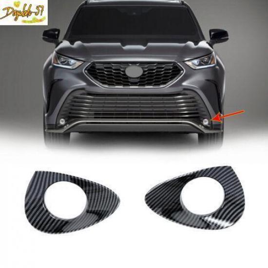 For Toyota Highlander XSE -23 Carbon Fiber Style Front Fog Light Cover Trim