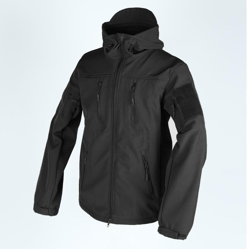 

Soft-shell Camouflage Assault Jacket With Arms Velcro Multi-function Windbreaker Hooded Multi-pocket XXXL чёрный