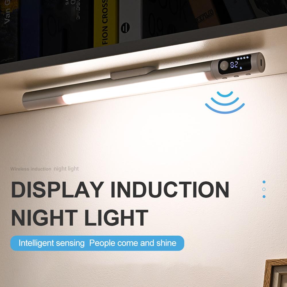Touch Control Night Light  USB Rechargeable Adjustable 3 Colors Cabinet Lights With Digital Display For Kitchen Closet Bedroom