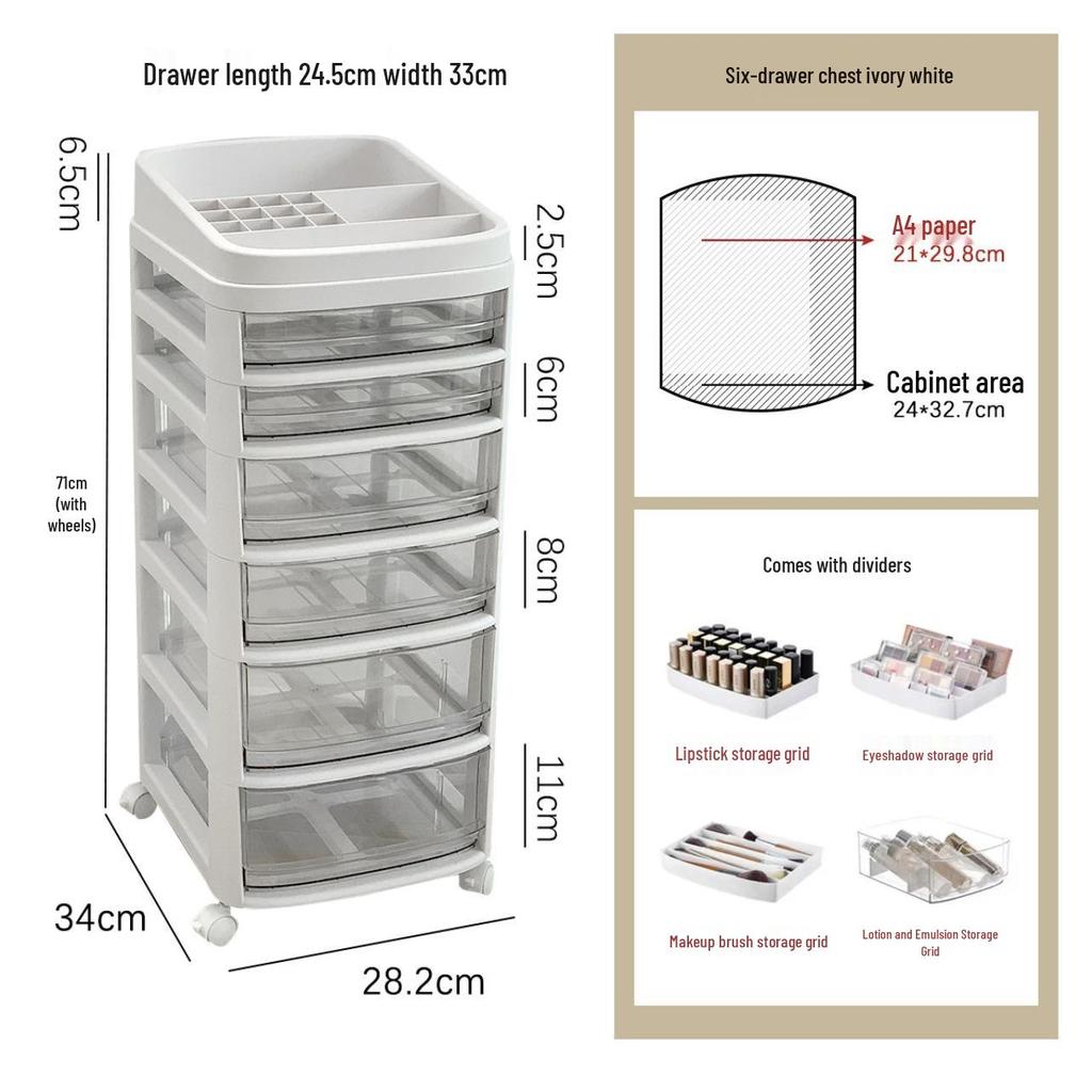 Akrylowa szafka do przechowywania makijażu z szufladami i ruchomymi półkami