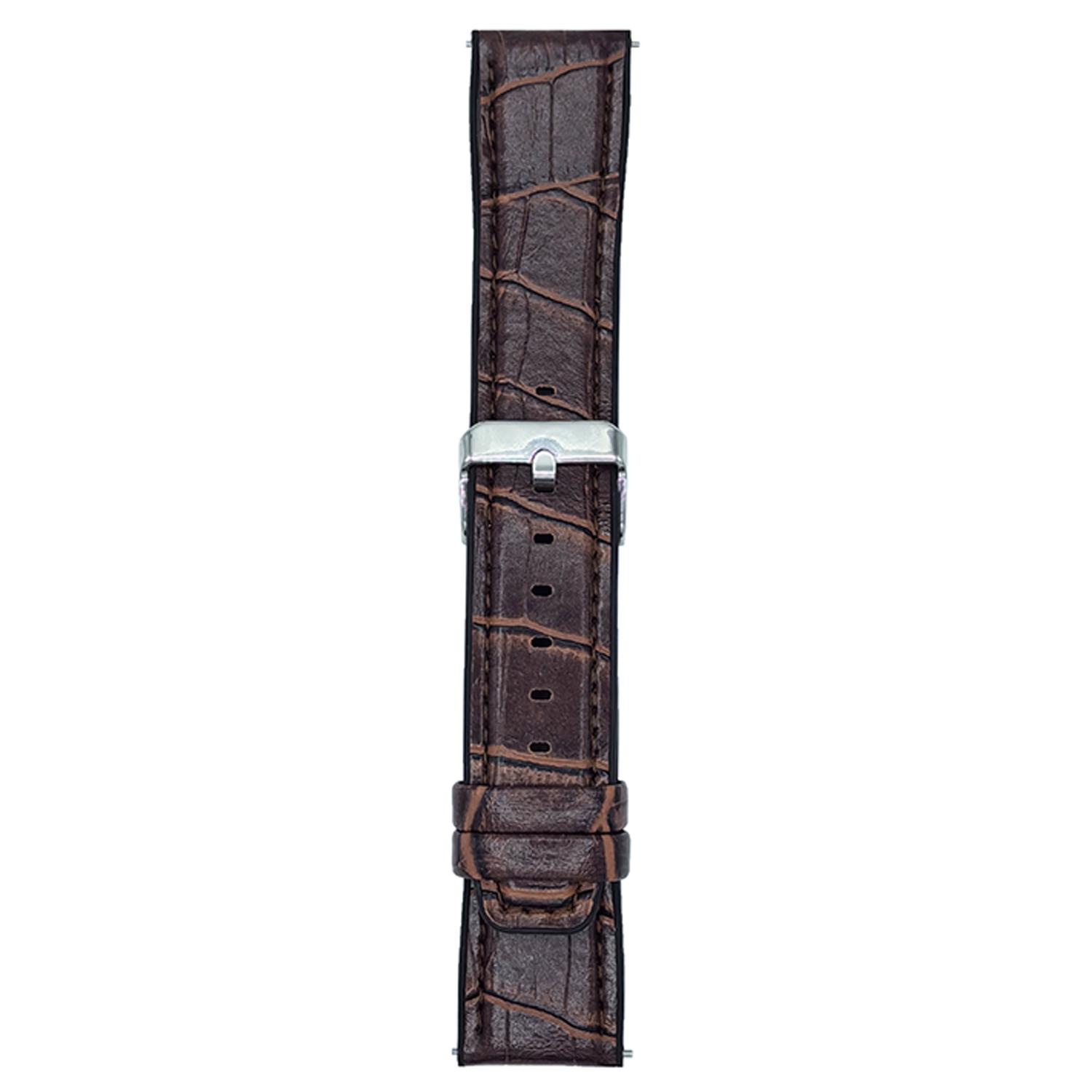 

20mm Replacement Strap for Samsung Galaxy Watch7 44mm/40mm Silicone Watch Band Bamboo Texture PU Covered Coffee